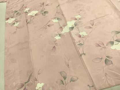 平和屋着物●上質な小紋　地紋起こし　手描き　草花文　正絹　逸品　AABK7869fy