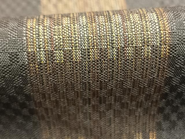平和屋着物●上質な紬　市松綾織　間道　正絹　逸品　未使用　AABK7870fy