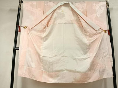 平和屋着物●振袖用長襦袢　無双仕立て　舞桜地紋　暈し染め　正絹　逸品　AABK7871fy