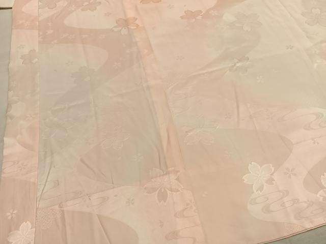 平和屋着物●振袖用長襦袢　無双仕立て　舞桜地紋　暈し染め　正絹　逸品　AABK7871fy