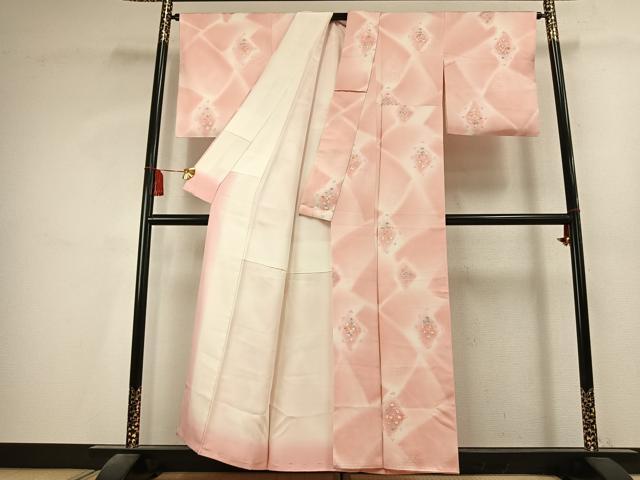 平和屋着物●上質な小紋　地紋起こし　吉祥花文　暈し染め　正絹　逸品　AABK7872fy