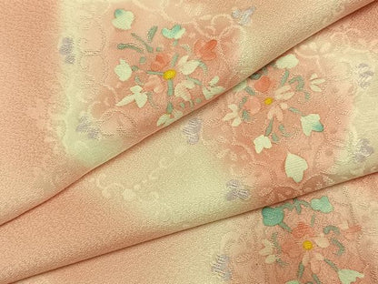 平和屋着物●上質な小紋　地紋起こし　吉祥花文　暈し染め　正絹　逸品　AABK7872fy