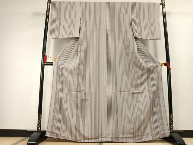 平和屋着物●上質な小紋　縞　正絹　逸品　AABK7874fy