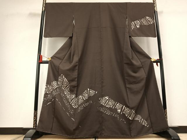 平和屋着物●本塩沢　訪問着　幾何学文様　正絹　逸品　AABK7877fy