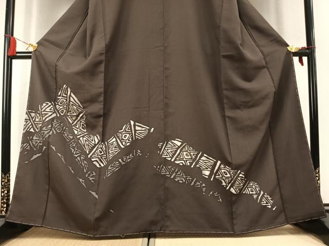 平和屋着物●本塩沢　訪問着　幾何学文様　正絹　逸品　AABK7877fy