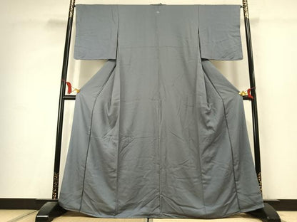 平和屋着物●上質な色無地　霞地紋　灰青色　正絹　逸品　未使用　AABK7879fy