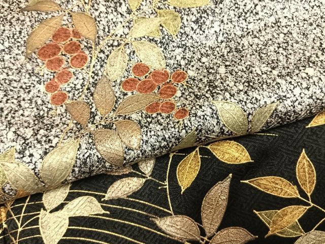 平和屋着物●訪問着　南天文　シルエット　たたき染め　金彩　正絹　逸品　AABK7880fy