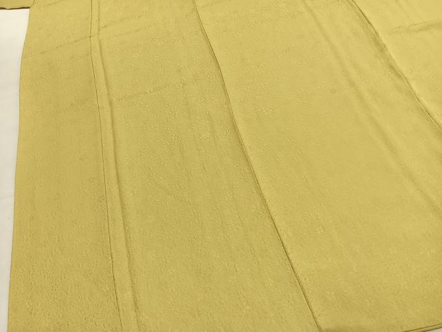 平和屋着物●上質な色無地　草花地紋　淡黄色　正絹　逸品　AABK7881fy