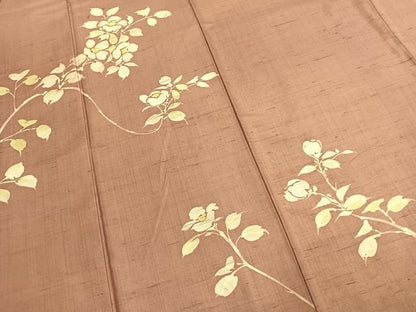 平和屋着物●訪問着　紬地　枝花文　ろうけつ染め　正絹　逸品　AABK7882fy