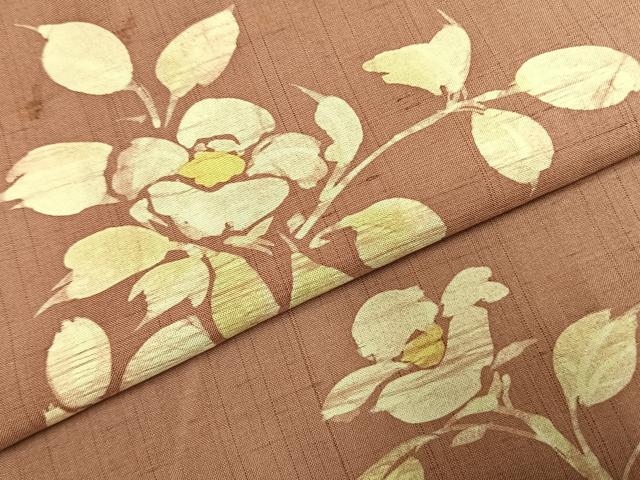 平和屋着物●訪問着　紬地　枝花文　ろうけつ染め　正絹　逸品　AABK7882fy