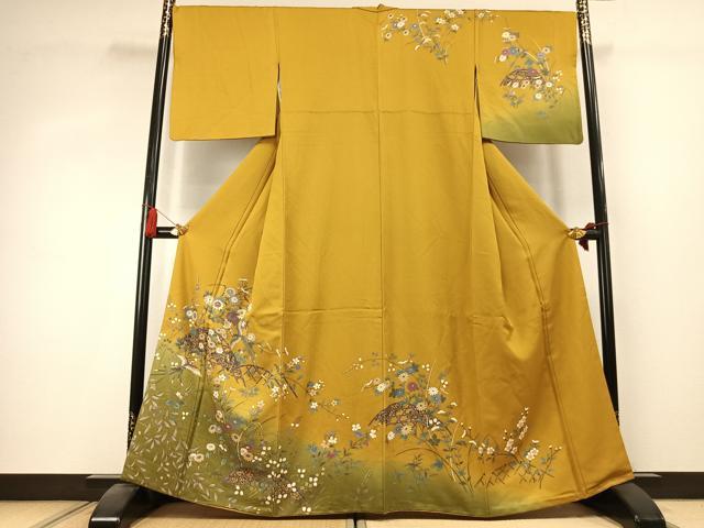 平和屋着物●訪問着　花鳥文　暈し染め　金彩　正絹　逸品　AABK7888fy