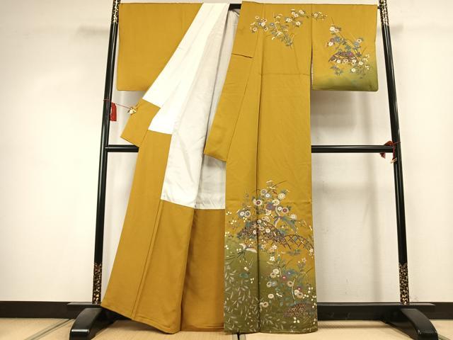 平和屋着物●訪問着　花鳥文　暈し染め　金彩　正絹　逸品　AABK7888fy