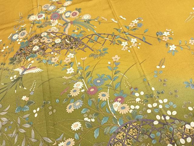 平和屋着物●訪問着　花鳥文　暈し染め　金彩　正絹　逸品　AABK7888fy