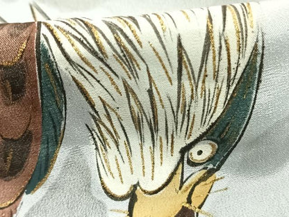 平和屋着物●男性　長襦袢　袷　手描き　鷹　暈し染め　金彩　正絹　逸品　AABK7890fy
