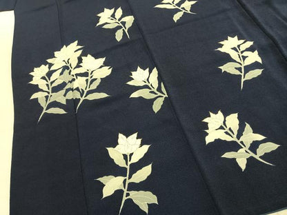 平和屋着物●訪問着　草花文　金彩　鬼しぼ縮緬　正絹　逸品　AABK7892fy