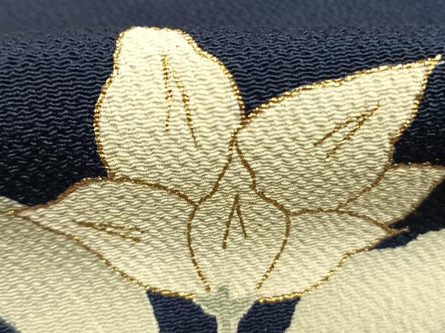 平和屋着物●訪問着　草花文　金彩　鬼しぼ縮緬　正絹　逸品　AABK7892fy