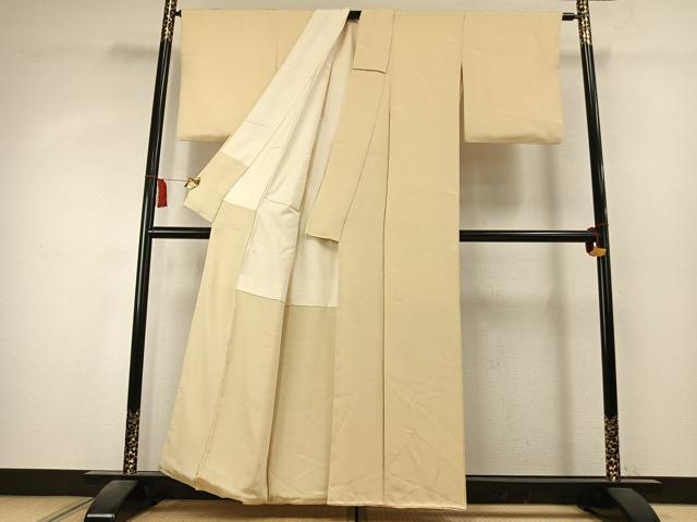 平和屋着物●上質な色無地　草葉地紋　砥粉色　正絹　逸品　AABK7893fy