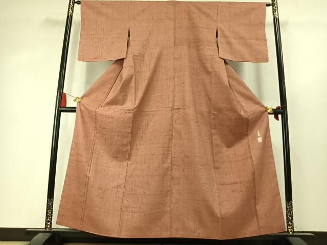 平和屋着物●後藤文夫　紬　色無地　ときがら茶色　正絹　逸品　AABK7894fy