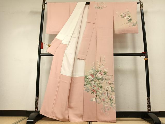 平和屋着物●訪問着　友禅　作家物　良平　枝花文　暈し染め　正絹　逸品　AABK7896fy