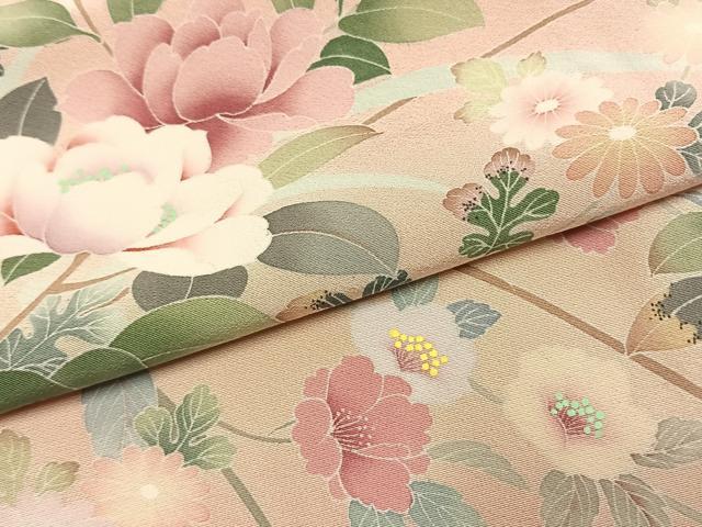 平和屋着物●訪問着　友禅　作家物　良平　枝花文　暈し染め　正絹　逸品　AABK7896fy