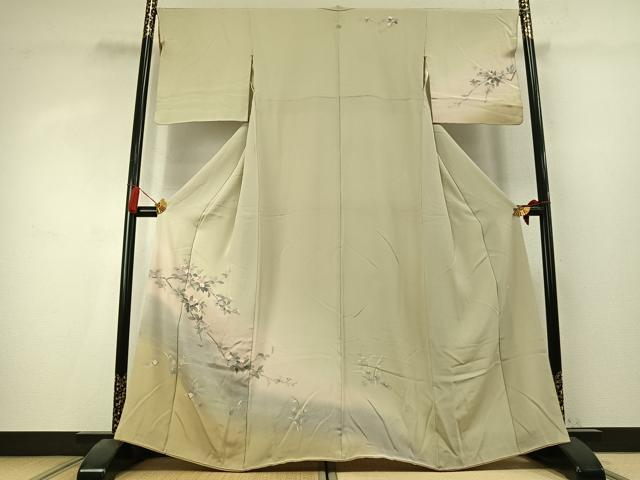 平和屋着物●訪問着　友禅　作家物　枝花文　暈し染め　正絹　逸品　AABK7897fy