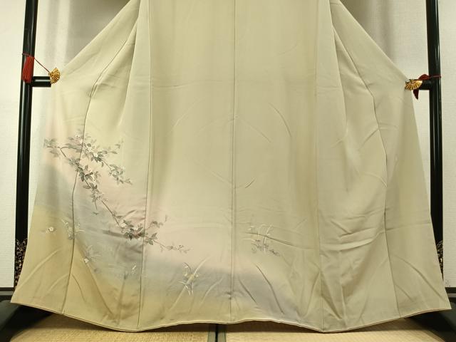 平和屋着物●訪問着　友禅　作家物　枝花文　暈し染め　正絹　逸品　AABK7897fy