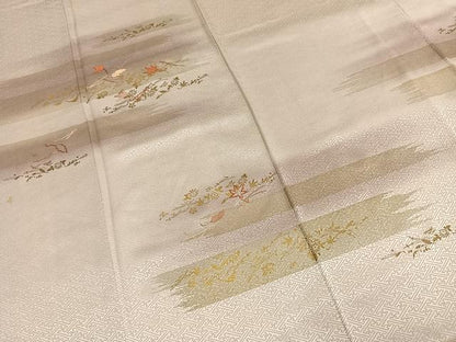 平和屋着物●訪問着　刺繍　舞葉文　暈し染め　金糸　金彩　正絹　逸品　AABK7899fy