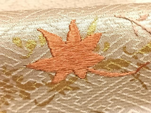 平和屋着物●訪問着　刺繍　舞葉文　暈し染め　金糸　金彩　正絹　逸品　AABK7899fy