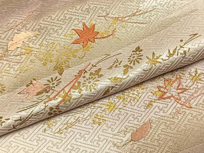 平和屋着物●訪問着　刺繍　舞葉文　暈し染め　金糸　金彩　正絹　逸品　AABK7899fy