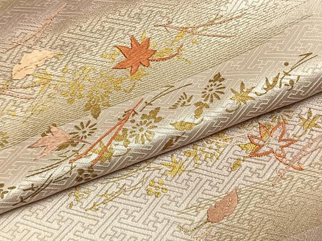 平和屋着物●訪問着　刺繍　舞葉文　暈し染め　金糸　金彩　正絹　逸品　AABK7899fy