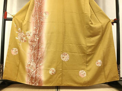 平和屋着物●訪問着　雪輪花文　暈し染め　金銀彩　正絹　逸品　AABK7901fy
