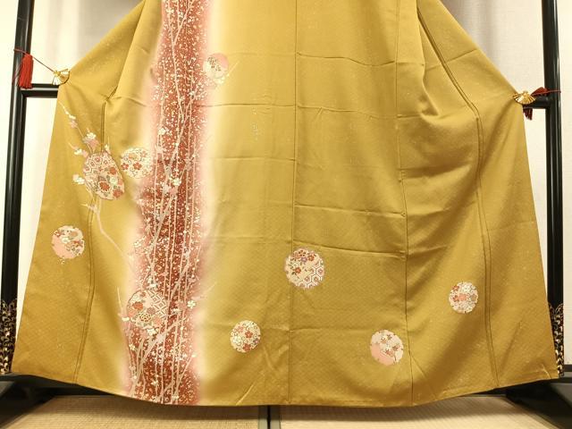 平和屋着物●訪問着　雪輪花文　暈し染め　金銀彩　正絹　逸品　AABK7901fy