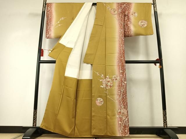 平和屋着物●訪問着　雪輪花文　暈し染め　金銀彩　正絹　逸品　AABK7901fy