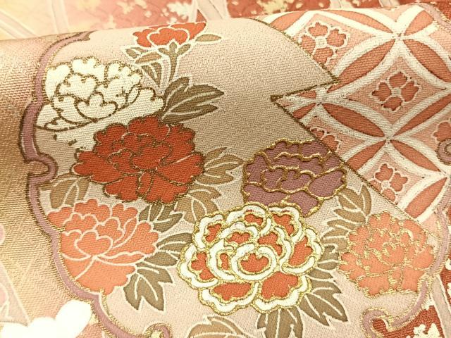 平和屋着物●訪問着　雪輪花文　暈し染め　金銀彩　正絹　逸品　AABK7901fy