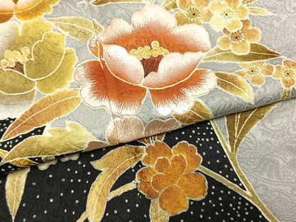 平和屋着物●訪問着　作家物　刺繍　草花文　金彩　正絹　逸品　AABK7902fy