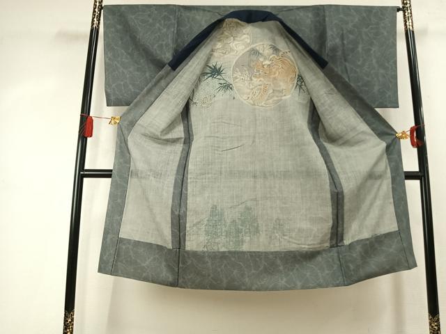 平和屋着物●男性　長襦袢　無双仕立て　手描き　虎　金彩　AABK7907fy
