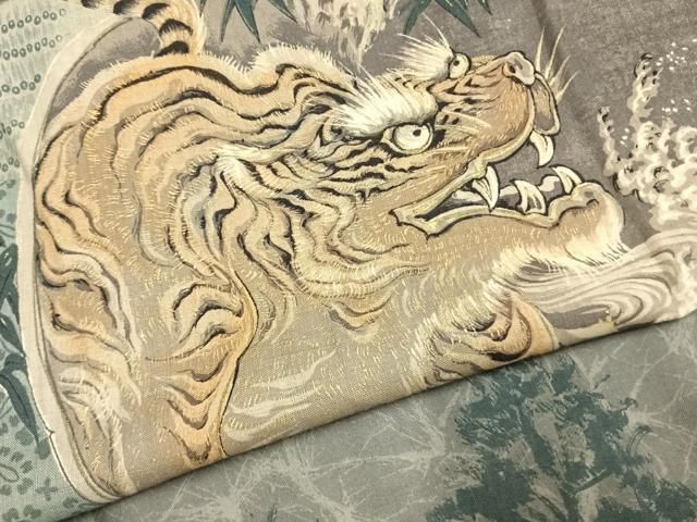 平和屋着物●男性　長襦袢　無双仕立て　手描き　虎　金彩　AABK7907fy