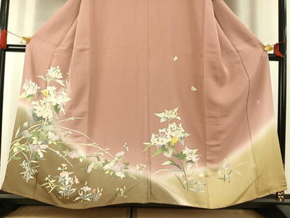 平和屋着物●訪問着　友禅　作家物　草花文　暈し染め　正絹　逸品　AABK7912fy