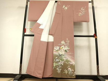 平和屋着物●訪問着　友禅　作家物　草花文　暈し染め　正絹　逸品　AABK7912fy