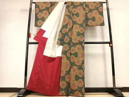 平和屋着物●本場大島紬　7マルキ　舞花文　正絹　逸品　AABK7914fy