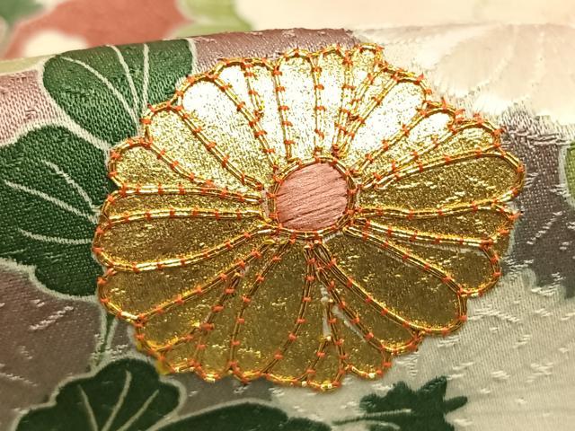 平和屋着物●訪問着　駒刺繍　草花文　暈し染め　金彩　正絹　逸品　AABK7920fy