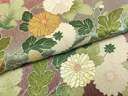 平和屋着物●訪問着　駒刺繍　草花文　暈し染め　金彩　正絹　逸品　AABK7920fy
