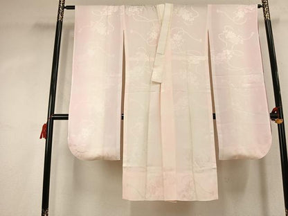 平和屋着物●振袖用長襦袢　無双仕立て　扇面花地紋　暈し染め　京都きもの友禅扱い　正絹　逸品　AABK7921fy