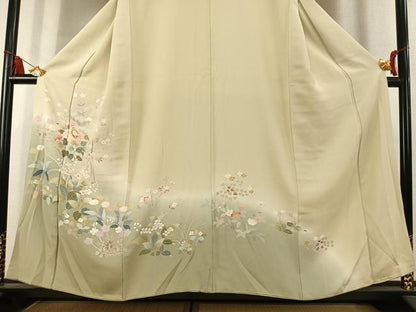 平和屋着物●訪問着　友禅　草花文　暈し染め　正絹　逸品　AABK7923fy