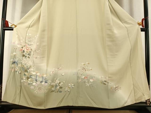 平和屋着物●訪問着　友禅　草花文　暈し染め　正絹　逸品　AABK7923fy