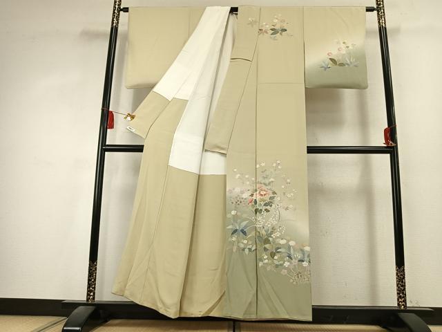 平和屋着物▽訪問着 手描き 飛鳥枝葉文 暈し染め 正絹 逸品 CABC9218th