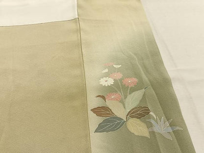 平和屋着物●訪問着　友禅　草花文　暈し染め　正絹　逸品　AABK7923fy