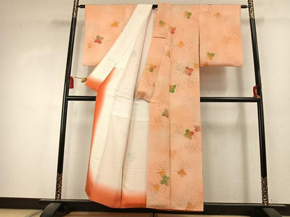 平和屋着物●上質な小紋　地紋起こし　草花文　暈し染め　正絹　逸品　AABK7924fy