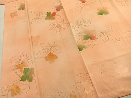 平和屋着物●上質な小紋　地紋起こし　草花文　暈し染め　正絹　逸品　AABK7924fy