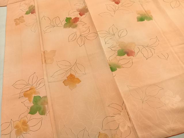 平和屋着物●上質な小紋　地紋起こし　草花文　暈し染め　正絹　逸品　AABK7924fy